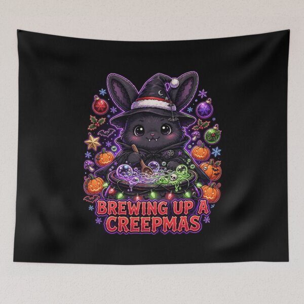 Item preview, Brewing Up A Creepmas Cute Witch Bunny Cauldron Spooky Christmas designed and sold by Neon Bones Studio.