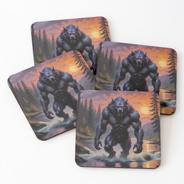 Item preview, A powerful, Bulky Werewolf Strides Through a Woodland River designed and sold by Fanta-sticky.