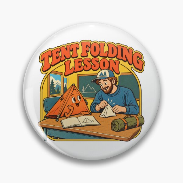 Item preview, Camping Tent Folding Lesson Retro Cartoon designed and sold by Pixdot.