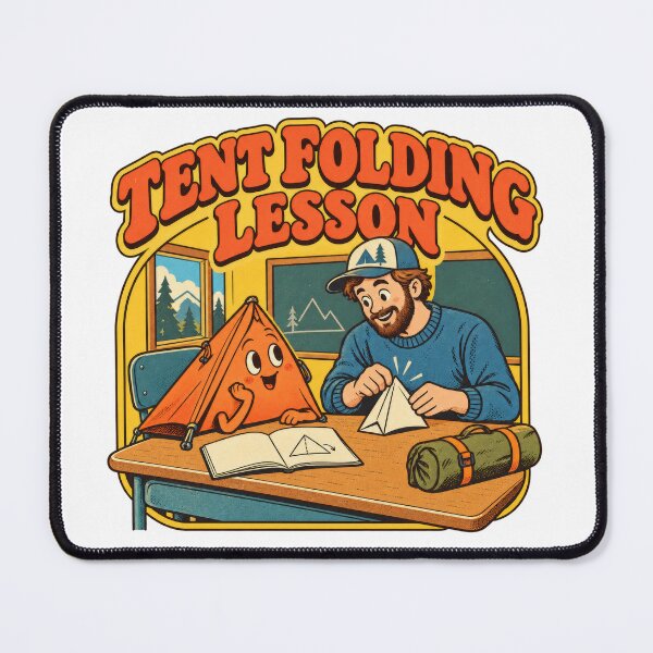 Item preview, Camping Tent Folding Lesson Retro Cartoon designed and sold by Pixdot.