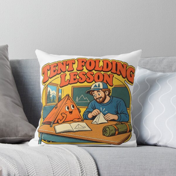 Item preview, Camping Tent Folding Lesson Retro Cartoon designed and sold by Pixdot.