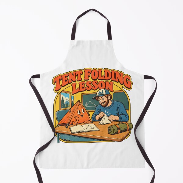 Item preview, Camping Tent Folding Lesson Retro Cartoon designed and sold by Pixdot.