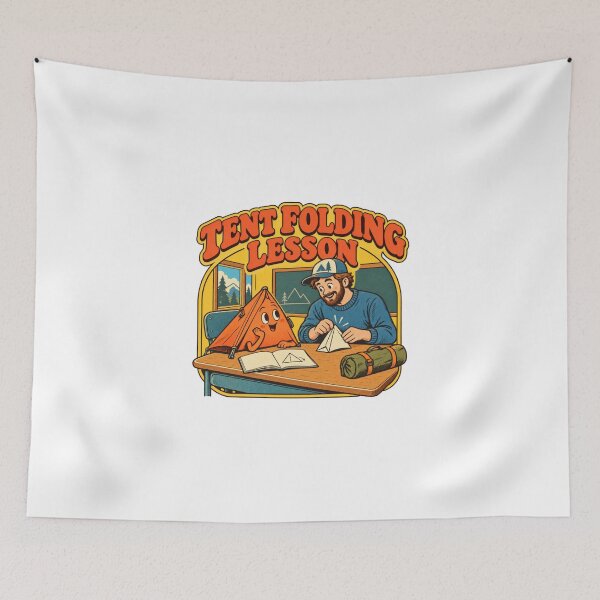 Item preview, Camping Tent Folding Lesson Retro Cartoon designed and sold by Pixdot.