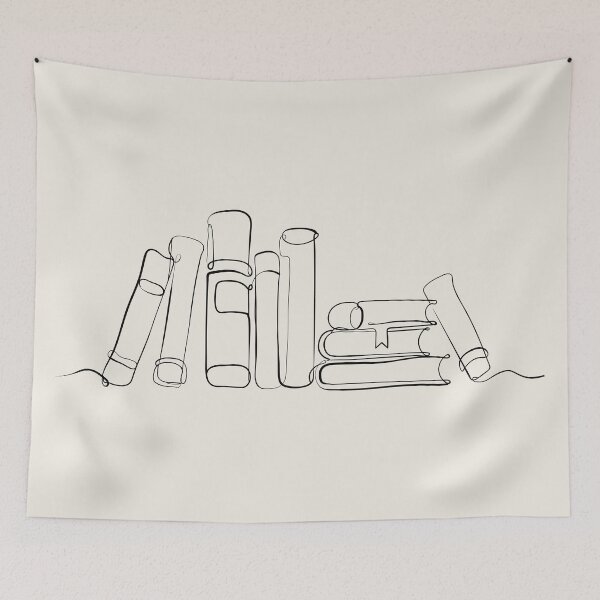 Item preview, Minimalist One Line Drawing Black White Book Art designed and sold by FemmePod.