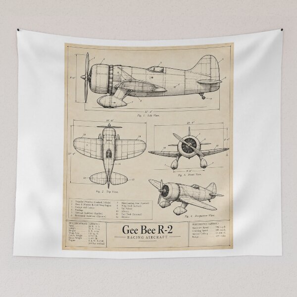Item preview, Gee Bee R-2 – Vintage Racing Aircraft Technical Drawing designed and sold by Mirgonhood.