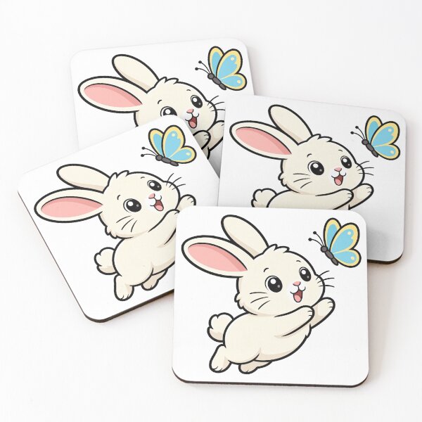 Item preview, The cute little rabbit is trying to catch a butterfly. designed and sold by THITIMON2527.