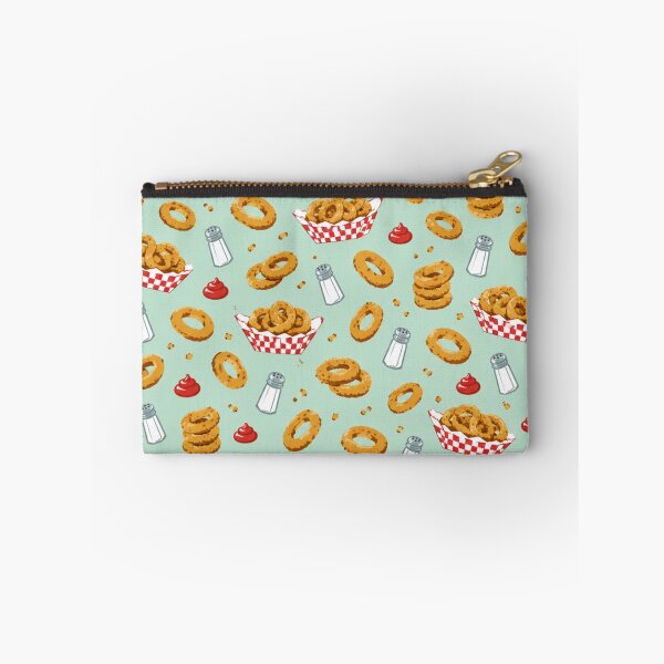Item preview, Onion Rings Retro Diner Pattern | 1950s Kitsch Food Print with Checked Baskets and Ketchup designed and sold by StickyGuys.