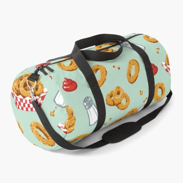 Item preview, Onion Rings Retro Diner Pattern | 1950s Kitsch Food Print with Checked Baskets and Ketchup designed and sold by StickyGuys.