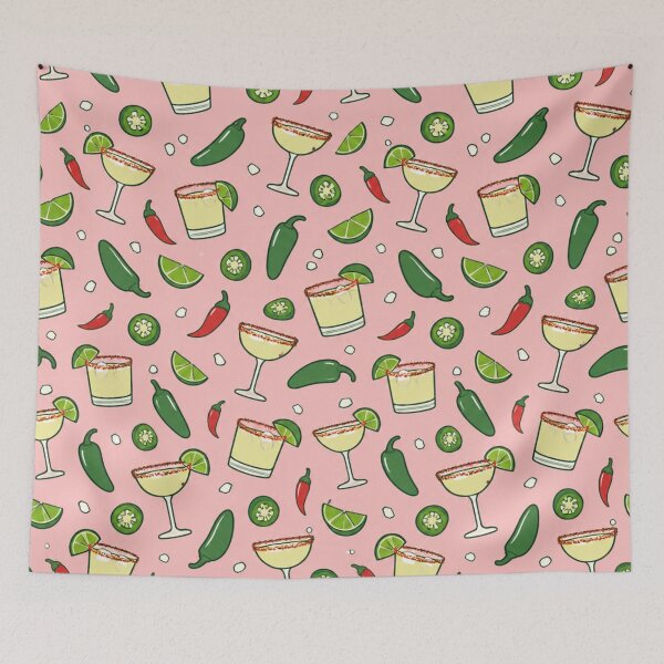 Item preview, Spicy Margarita Cocktail Pattern | Jalapeno, Lime and Chili Salt Rim Retro Bar Print designed and sold by StickyGuys.