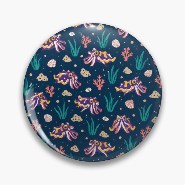 Item preview, Flamboyant Cuttlefish Pattern | Purple and Yellow Sea Creature Ocean Print on Navy designed and sold by StickyGuys.
