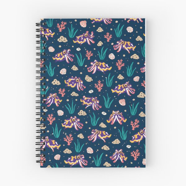 Item preview, Flamboyant Cuttlefish Pattern | Purple and Yellow Sea Creature Ocean Print on Navy designed and sold by StickyGuys.
