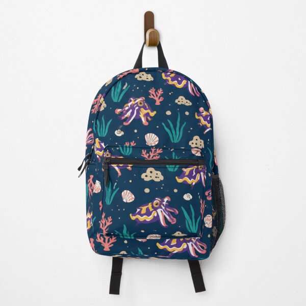 Item preview, Flamboyant Cuttlefish Pattern | Purple and Yellow Sea Creature Ocean Print on Navy designed and sold by StickyGuys.
