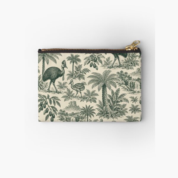 Item preview, Southern Cassowary Toile Pattern | Queensland Rainforest Bird Toile de Jouy in Green designed and sold by StickyGuys.