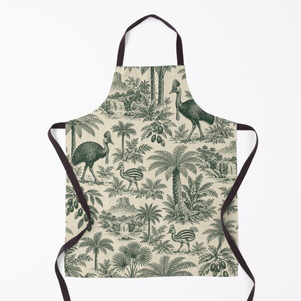 Item preview, Southern Cassowary Toile Pattern | Queensland Rainforest Bird Toile de Jouy in Green designed and sold by StickyGuys.
