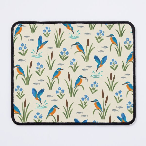 Item preview, Common Kingfisher Pattern | British Riverside Birds with Bulrushes and Forget Me Nots designed and sold by StickyGuys.