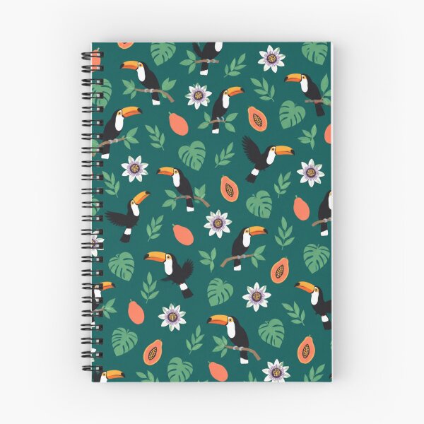 Item preview, Toco Toucan Tropical Pattern | Toucans with Papaya and Passion Flowers on Deep Teal designed and sold by StickyGuys.