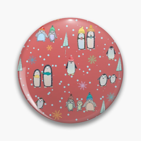 Item preview, Cute penguins hand drawn in watercolor and ink (red) designed and sold by Boy and Belugee Studio.