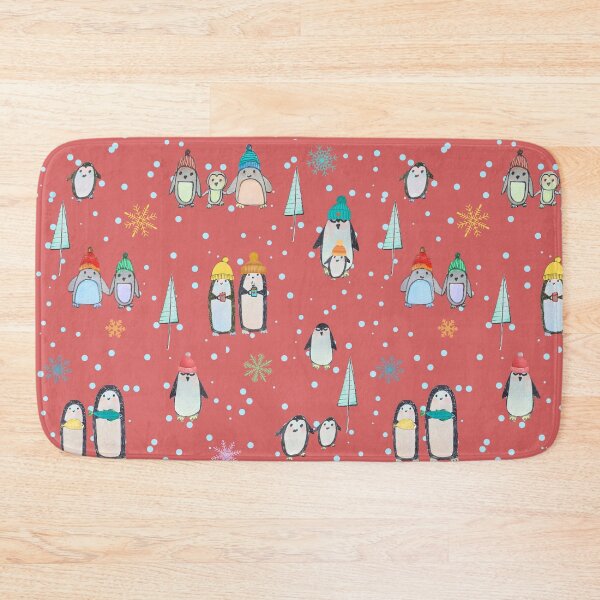 Item preview, Cute penguins hand drawn in watercolor and ink (red) designed and sold by Boy and Belugee Studio.