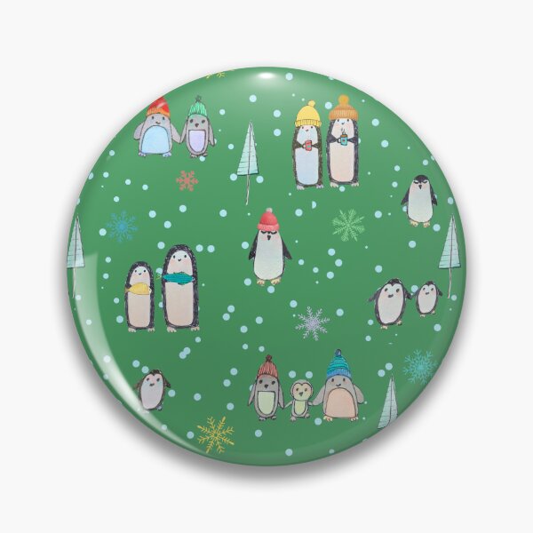 Item preview, Cute penguins hand drawn in watercolor and ink (green) designed and sold by Boy and Belugee Studio.