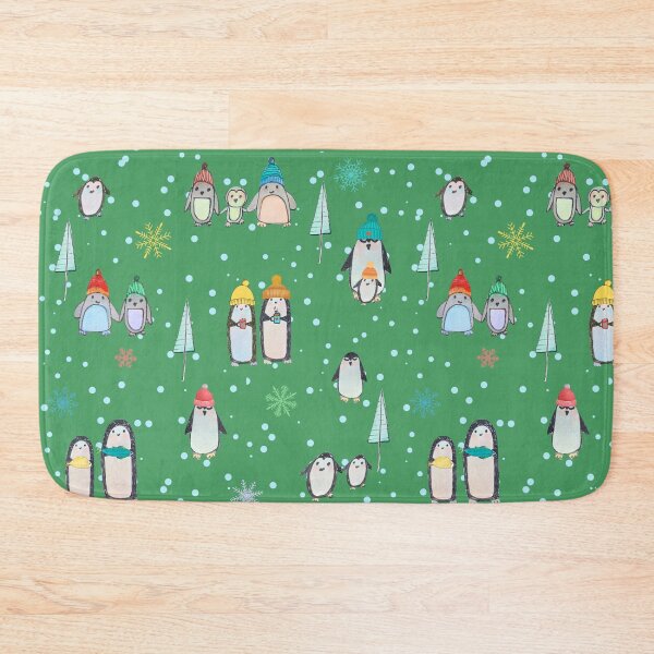 Item preview, Cute penguins hand drawn in watercolor and ink (green) designed and sold by Boy and Belugee Studio.