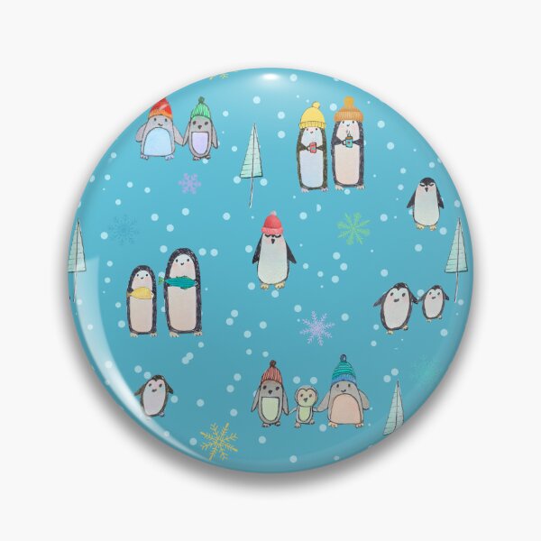 Item preview, Cute penguins hand drawn in watercolor and ink (blue) designed and sold by Boy and Belugee Studio.