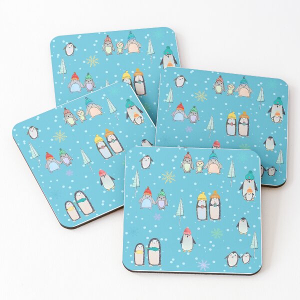 Item preview, Cute penguins hand drawn in watercolor and ink (blue) designed and sold by Boy and Belugee Studio.