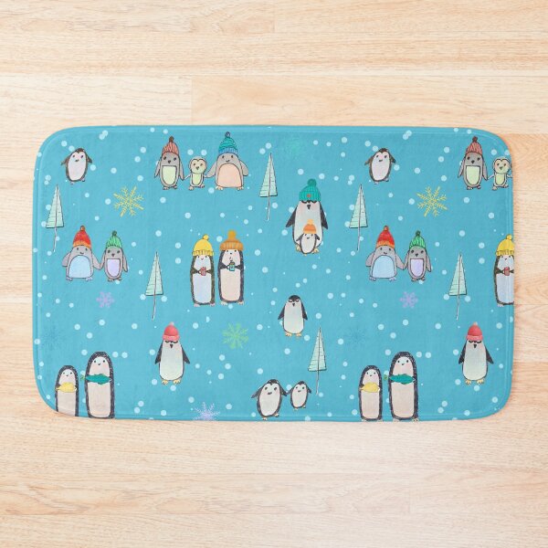 Item preview, Cute penguins hand drawn in watercolor and ink (blue) designed and sold by Boy and Belugee Studio.