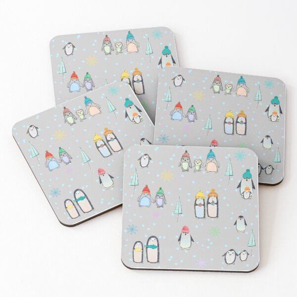 Item preview, Cute penguins hand drawn in watercolor and ink (gray) designed and sold by Boy and Belugee Studio.