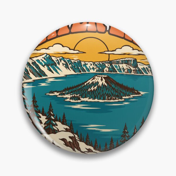 Artikelvorschau, Geschenkidee für den Crater-Lake-Nationalpark – Retro-Souvenir vom Crater Lake entworfen und verkauft von RedRubyBubble.