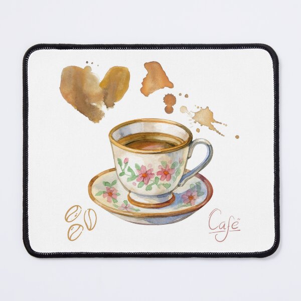 Item preview, Vintage Watercolor Teacup & Coffee Art Print designed and sold by Aelmajaoui.