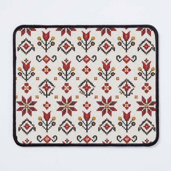 Item preview, Romanian Embroidery Pattern | Cross Stitch Folk Art Rosettes and Tulips in Red and Black designed and sold by StickyGuys.