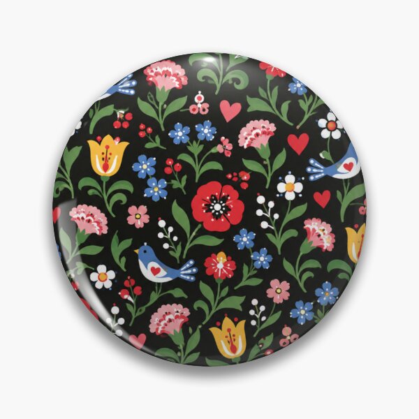 Item preview, Czech Folk Art Floral Pattern | Moravian Poppies, Tulips and Birds on Black designed and sold by StickyGuys.