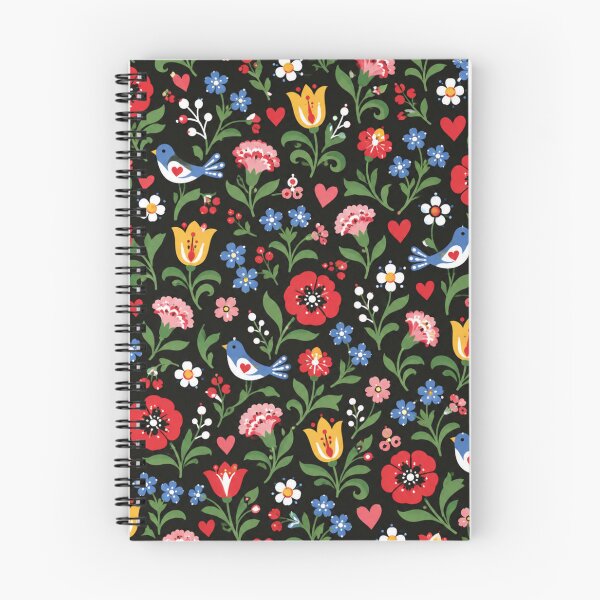 Item preview, Czech Folk Art Floral Pattern | Moravian Poppies, Tulips and Birds on Black designed and sold by StickyGuys.