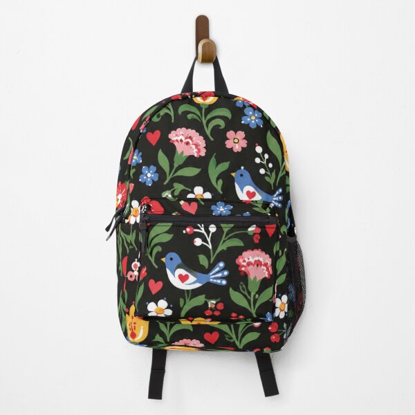 Item preview, Czech Folk Art Floral Pattern | Moravian Poppies, Tulips and Birds on Black designed and sold by StickyGuys.