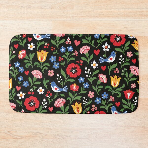 Item preview, Czech Folk Art Floral Pattern | Moravian Poppies, Tulips and Birds on Black designed and sold by StickyGuys.