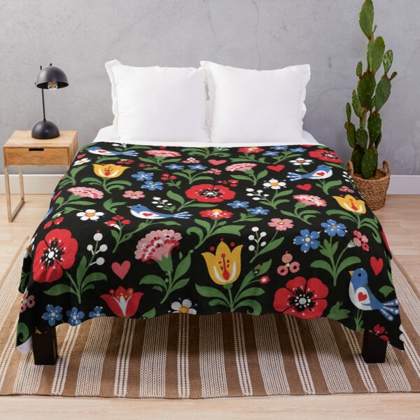 Item preview, Czech Folk Art Floral Pattern | Moravian Poppies, Tulips and Birds on Black designed and sold by StickyGuys.