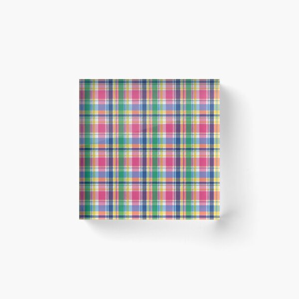 Item preview, Madras Plaid Pattern | Bright Preppy Summer Check in Pink, Green, Yellow and Blue designed and sold by StickyGuys.