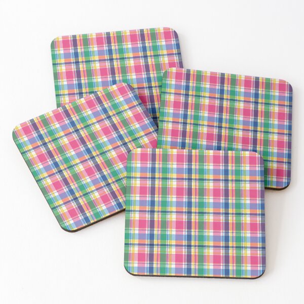 Aperçu de l'œuvre Motif à carreaux Madras | Un motif à carreaux preppy estival et lumineux dans les tons de rose, vert, jaune et bleu créée et vendue par StickyGuys.