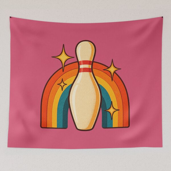 Item preview, Retro 1970s Bowling Pin Rainbow Arc Art – Groovy Vintage Print designed and sold by MagicMakerPh.