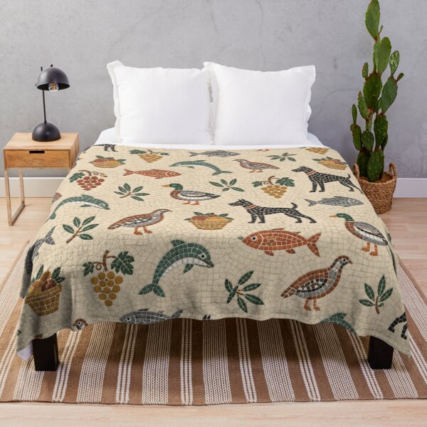 Item preview, Pompeii Mosaic Pattern | Ancient Roman Floor Mosaic with Dogs, Fish, Birds and Grapes designed and sold by StickyGuys.