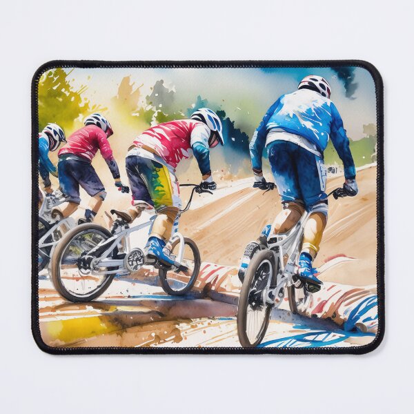 Item preview, Cyclists race on a vibrant track, their motion captured in dynamic, colorful strokes of paint. Energy and competition blend in art designed and sold by homydesign.