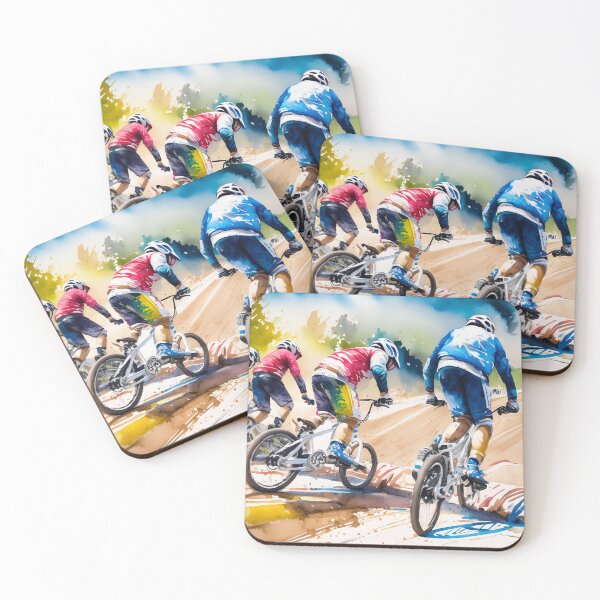 Item preview, Cyclists race on a vibrant track, their motion captured in dynamic, colorful strokes of paint. Energy and competition blend in art designed and sold by homydesign.