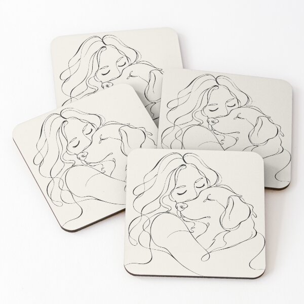 Item preview, Dog Mom Hugging Dog Minimalist One Line Art designed and sold by FemmePod.