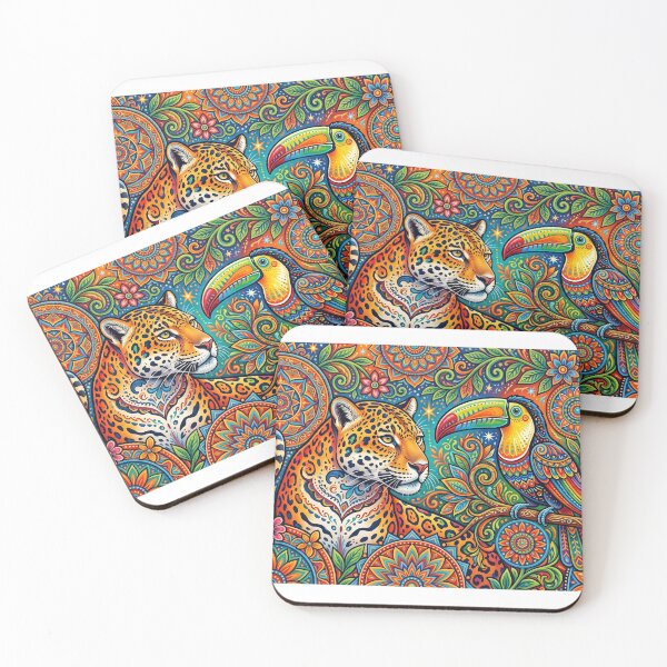 Item preview, Jaguar and Toucan Mandala Art designed and sold by TicoInk.