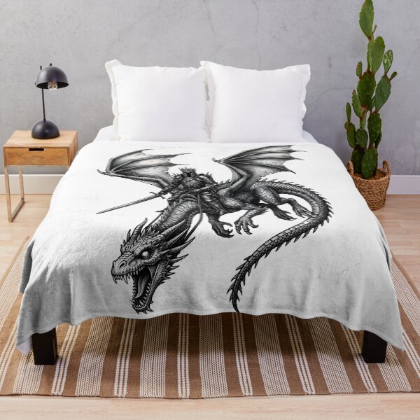 Item preview, Dark Crowned Knight on Dragon - Helmed Rider Ink Illustration designed and sold by DragonSerpent Ink.
