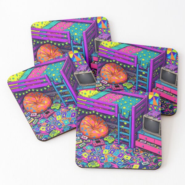 Item preview, Retro 90s Kid Bedroom Nostalgia Neon Aesthetic Illustration designed and sold by kanjxtan.