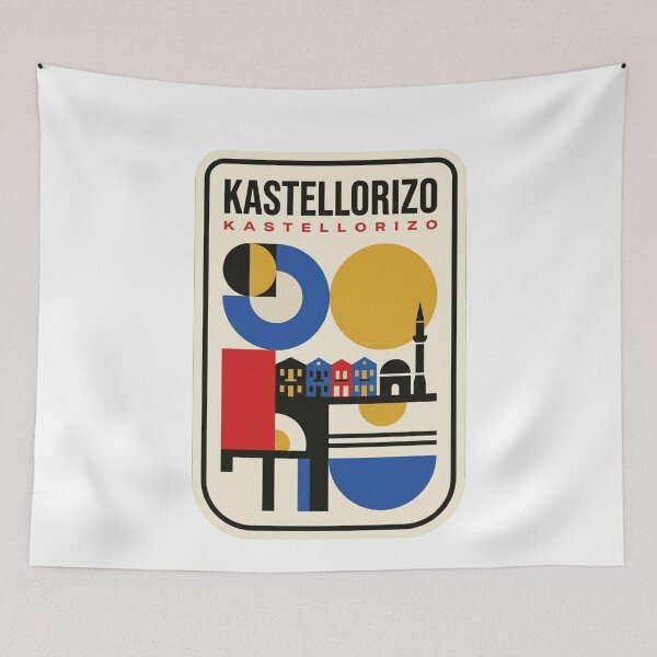 Item preview, Retro Kastellorizo Bauhaus Geometric Skyline designed and sold by k3rstman1.