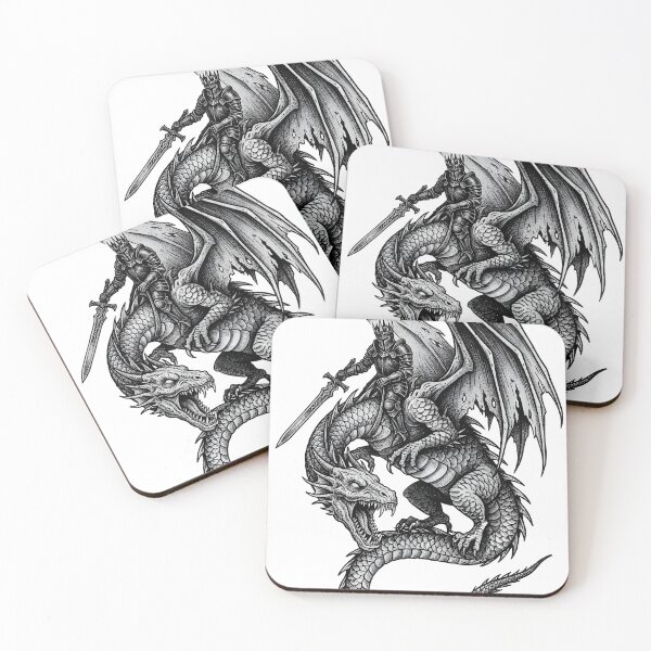 Item preview, Crowned Dragon Rider - Armored Knight on Beast Ink Art designed and sold by DragonSerpent Ink.