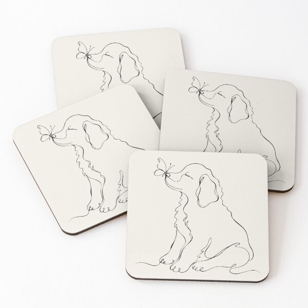 Item preview, Butterfly Dog One Line Drawing Minimalist Pet Art designed and sold by FemmePod.