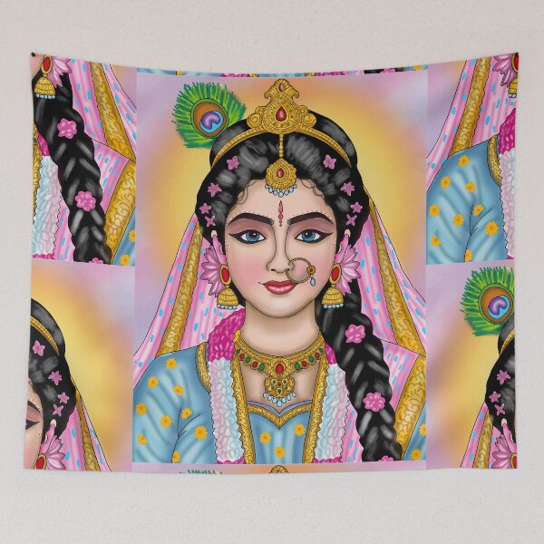 Item preview, Goddess Radha Digital Drawing | Radha Krishna Hindu Devotional Art designed and sold by Harshit_Digital_Arts.